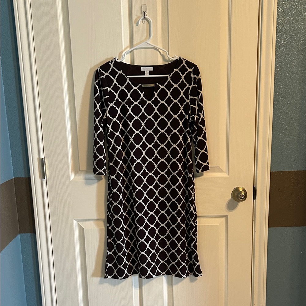 Charter Club Black and White Geometric Midi Dress